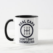 Real Cars Don't Shift Themselves Funny Gearhead マグカップ (左)