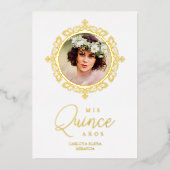 Real  Dorado XV Foto Español Efecto Encaje 箔招待状 (正面)