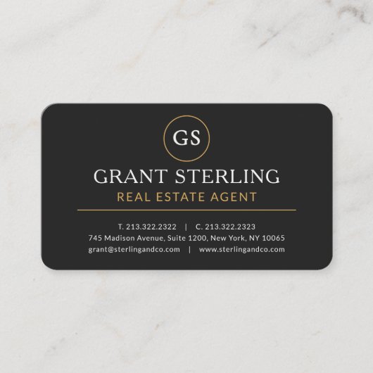 Real Estate Agent Black Gold Professional 名刺 (正面)