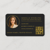 Real Estate Agent  Black Gold QR Code 名刺 (裏面)
