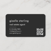 Real Estate Agent Black QR Code 名刺 (裏面)
