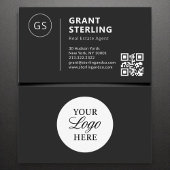 Real Estate Agent Black White Logo QR Code Modern 名刺