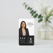 Real Estate Agent Black White Photo Logo Portrait  名刺 (スタンド正面)