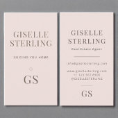 Real Estate Agent Blush Pink Monogram Minimalist  名刺
