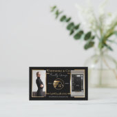 Real Estate Agent Broker Luxury Black Gold Photo 名刺 (スタンド正面)