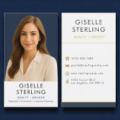 Real Estate Agent Broker Navy Blue Gold  名刺