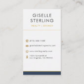 Real Estate Agent Broker Navy Blue Gold  名刺 (裏面)