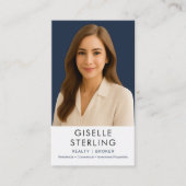 Real Estate Agent Broker Navy Blue Gold  名刺 (正面)