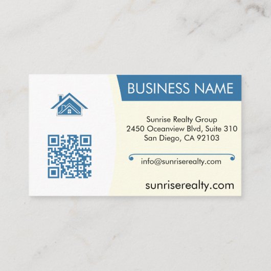 Real Estate Agent Business Card Modern QR Code 名刺 (裏面)