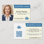 Real Estate Agent Business Card Modern QR Code 名刺 (正面/裏面)