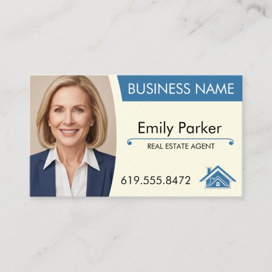 Real Estate Agent Business Card Modern QR Code 名刺 (正面)