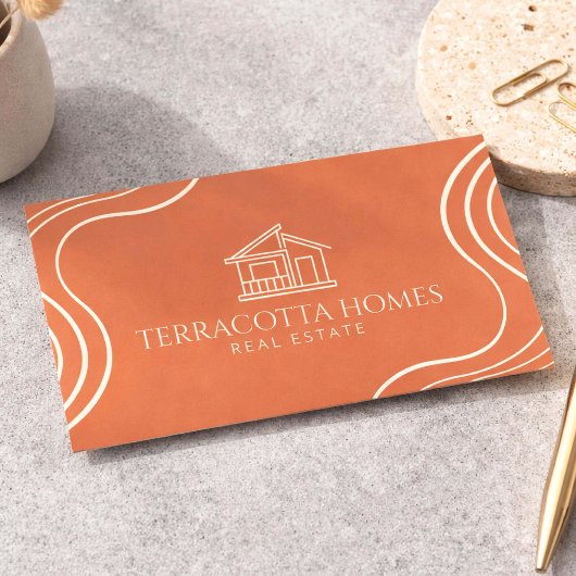 Real Estate Agent Business Card Modern Terracotta 名刺