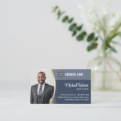 Real Estate Agent Classy Navy Blue Custom Photo 名刺 (スタンド正面)