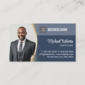 Real Estate Agent Classy Navy Blue Custom Photo 名刺 (正面)