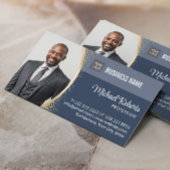 Real Estate Agent Classy Navy Blue Custom Photo 名刺