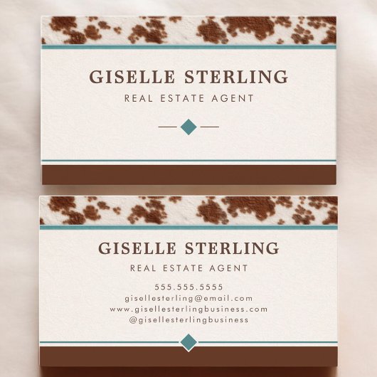 Real Estate Agent Cowhide Leather Professional 名刺