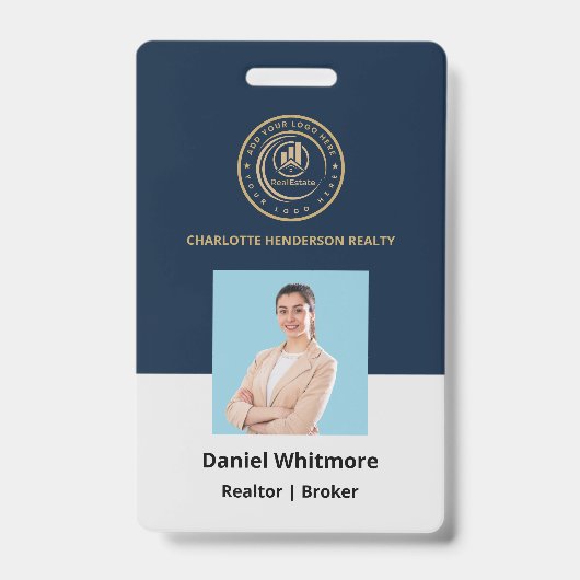 Real Estate Agent | Custom Logo Property Branding バッジ (正面)