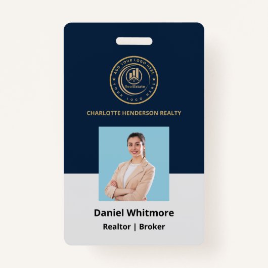 Real Estate Agent | Custom Logo Property Branding バッジ (正面)