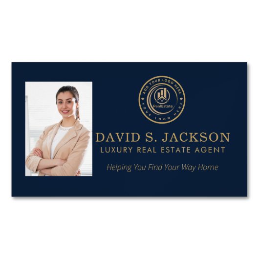 Real Estate Agent | Custom Logo Property Branding マグネット名刺 (正面)