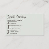 Real Estate Agent Elegant Sage Green Photo  名刺 (裏面)