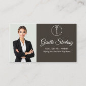 Real Estate Agent Elegant Sage Green Photo  名刺 (正面)