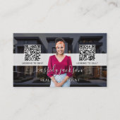 Real Estate Agent Elegant Script Photo QR Code 名刺 (正面)