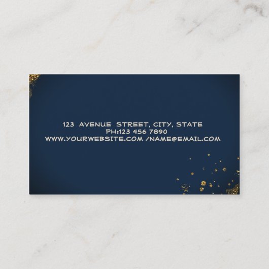 Real Estate Agent Gold House Diamonds Navy Blue 名刺 (裏面)