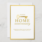 Real Estate Agent Happy Home Anniversary Gold Key ノートカード (正面)