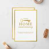 Real Estate Agent Happy Home Anniversary Gold Key ノートカード (正面/裏面インサイチュ)