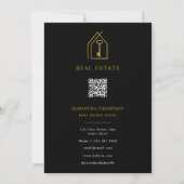 Real Estate Agent Happy Home Anniversary Gold Key ノートカード (裏面)