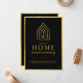 Real Estate Agent Happy Home Anniversary Gold Key ノートカード (正面/裏面インサイチュ)