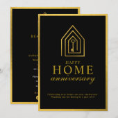 Real Estate Agent Happy Home Anniversary Gold Key ノートカード (正面/裏面)