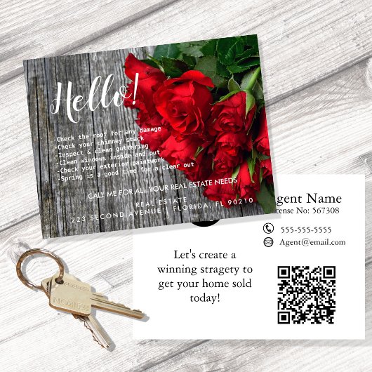 Real Estate Agent HELLO Roses Spring Checklist  An 案内ポストカード