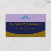 Real Estate Agent House Roof Logo Modern Navy Blue 名刺 (正面)