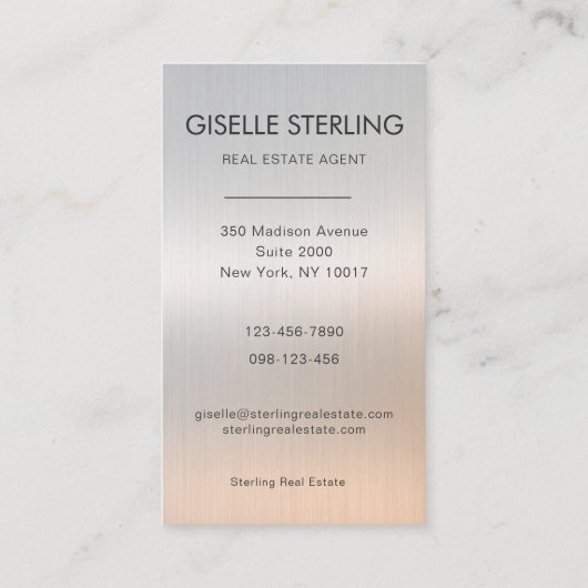 Real Estate Agent Luxury Metallic Photo  名刺 (裏面)