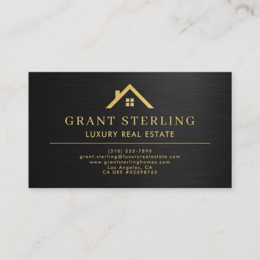 Real Estate Agent Metallic Black Gold  名刺 (正面)