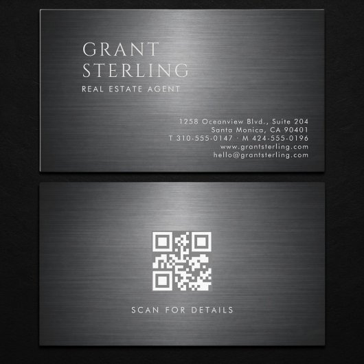 Real Estate Agent Metallic QR Code 名刺