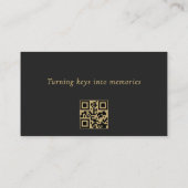 Real Estate Agent Minimalist Black Gold QR Code  名刺 (裏面)