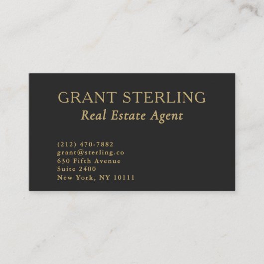 Real Estate Agent Minimalist Black Gold QR Code  名刺 (正面)