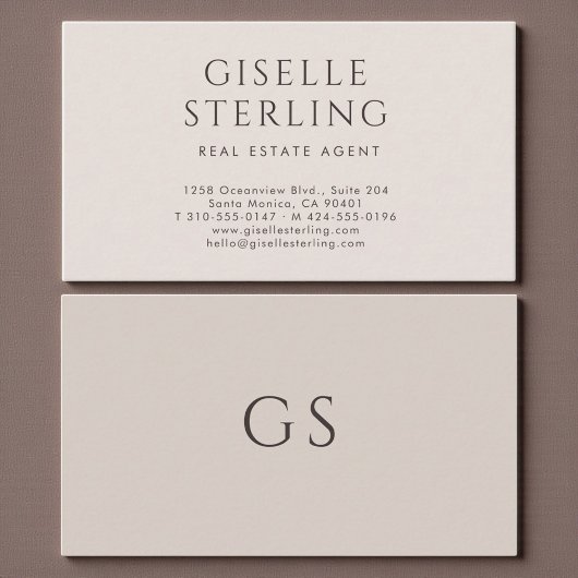 Real Estate Agent Minimalist Luxury Neutral Modern 名刺