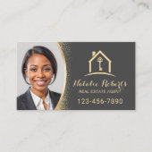 Real Estate Agent Modern Gold Realtor Custom Photo 名刺 (正面)