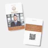 Real Estate Agent Modern Photo QR Code Logo バッジ (正面＆裏面)
