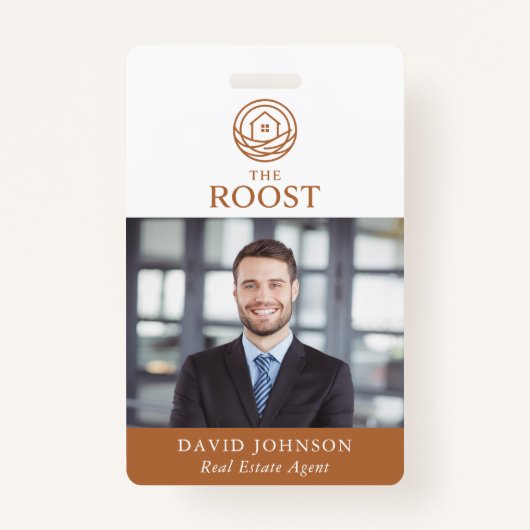 Real Estate Agent Modern Photo QR Code Logo バッジ (正面)