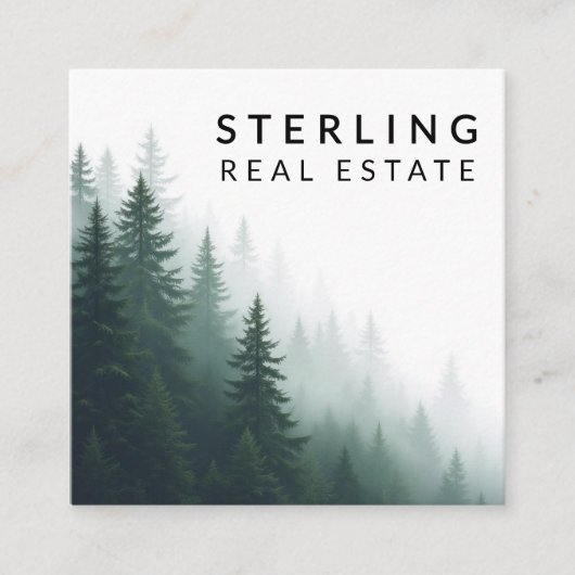 Real Estate Agent Mountain View Neutral スクエア名刺 (正面)