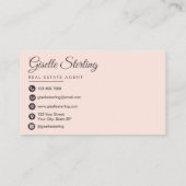 Real Estate Agent Navy Blue Blush Pink Photo  名刺 (裏面)