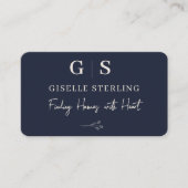 Real Estate Agent Navy Blue Monogram 名刺 (正面)