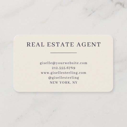 Real Estate Agent Navy Blue Monogram 名刺 (裏面)