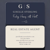 Real Estate Agent Navy Blue Monogram 名刺
