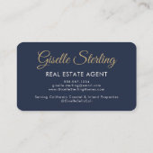 Real Estate Agent Navy Blue Photo QR Code  名刺 (裏面)