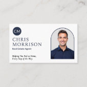 Real Estate Agent Navy Blue Professional Photo  名刺 (正面)